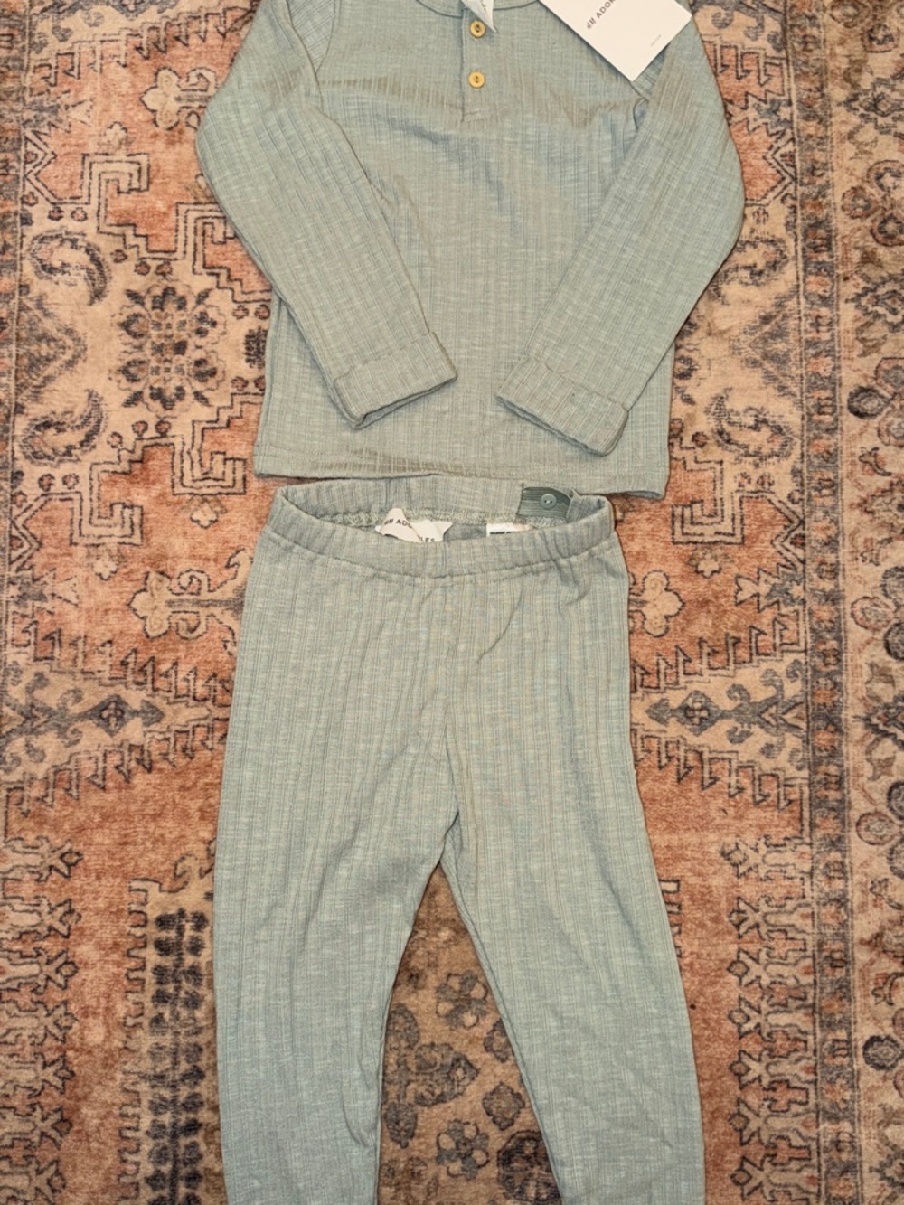 H&M Ribbed Two-Piece Set in Sage Green